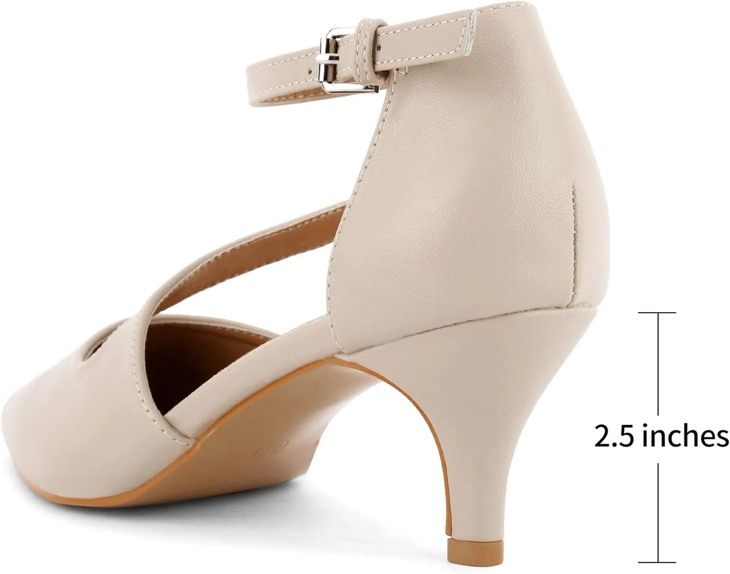 Greatonu Women's Low Heel Pumps Pointed Toe Bridal Wedding Party Kitten Heel Pump Shoes