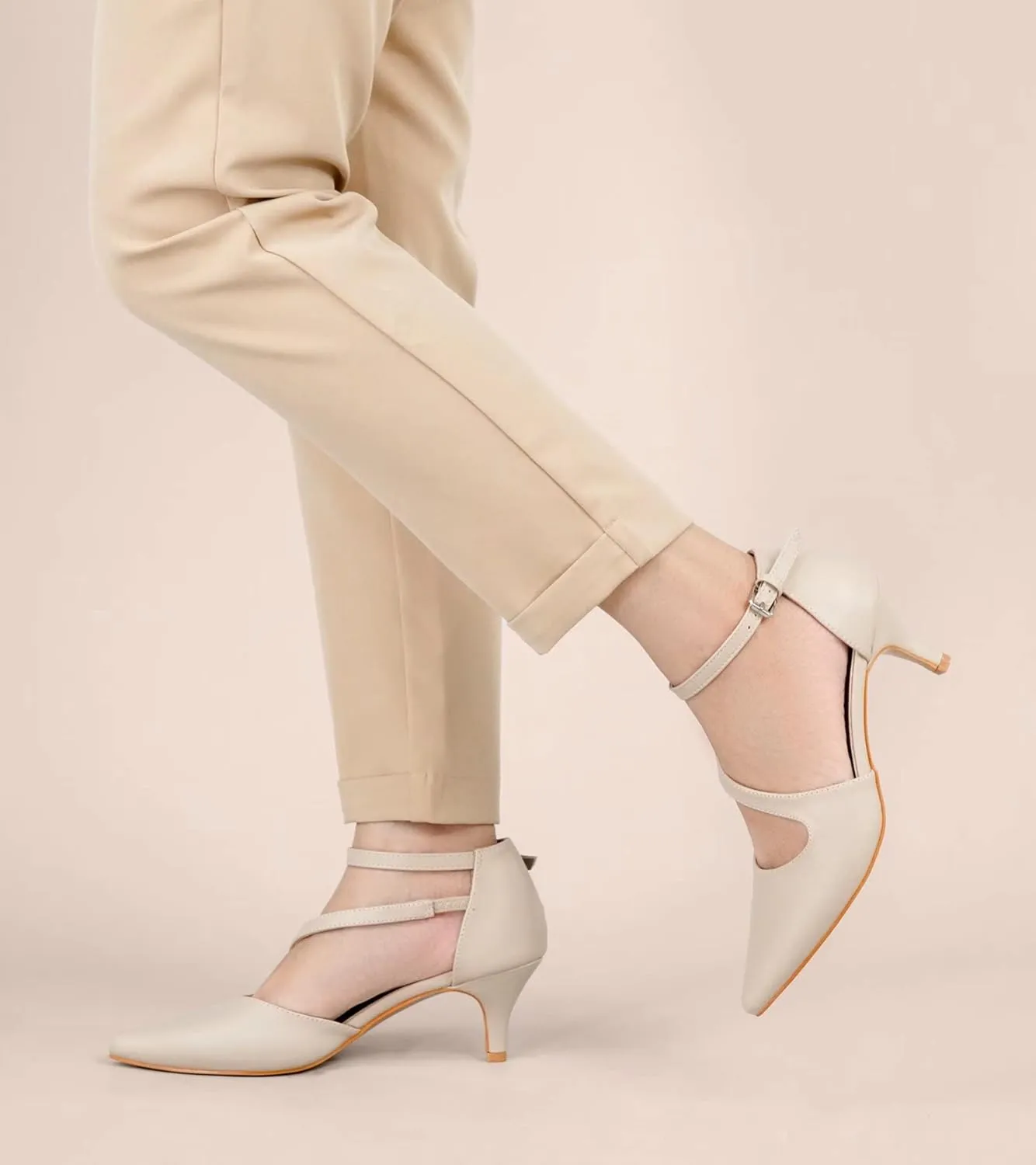 Greatonu Women's Low Heel Pumps Pointed Toe Bridal Wedding Party Kitten Heel Pump Shoes