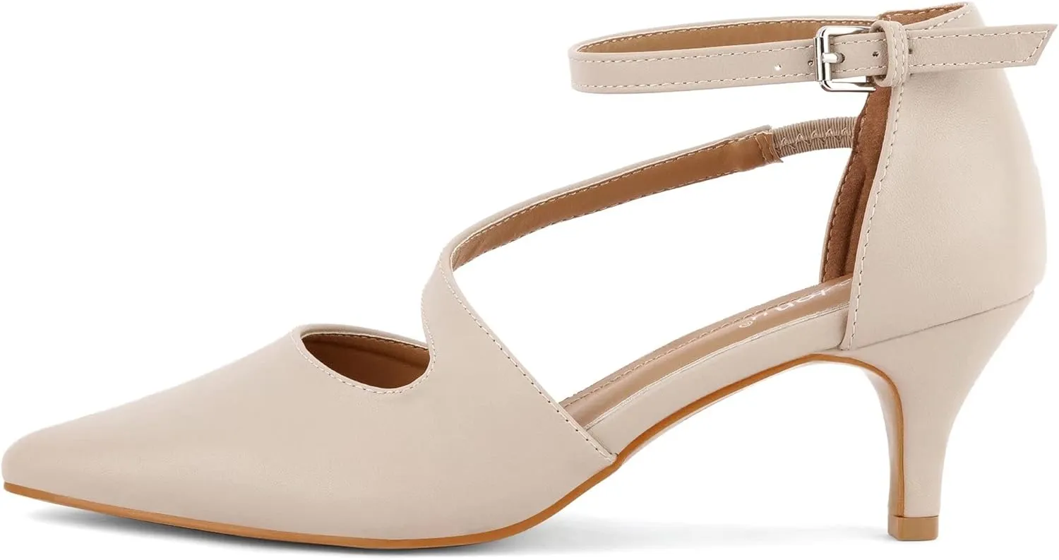 Greatonu Women's Low Heel Pumps Pointed Toe Bridal Wedding Party Kitten Heel Pump Shoes