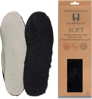 HANDARTE Thermal Leather Insoles | Soft Natural Wool Inserts for Men | Chrome-Free, Anti-Sweat & Anti-Odor - US M9.5 | EU43