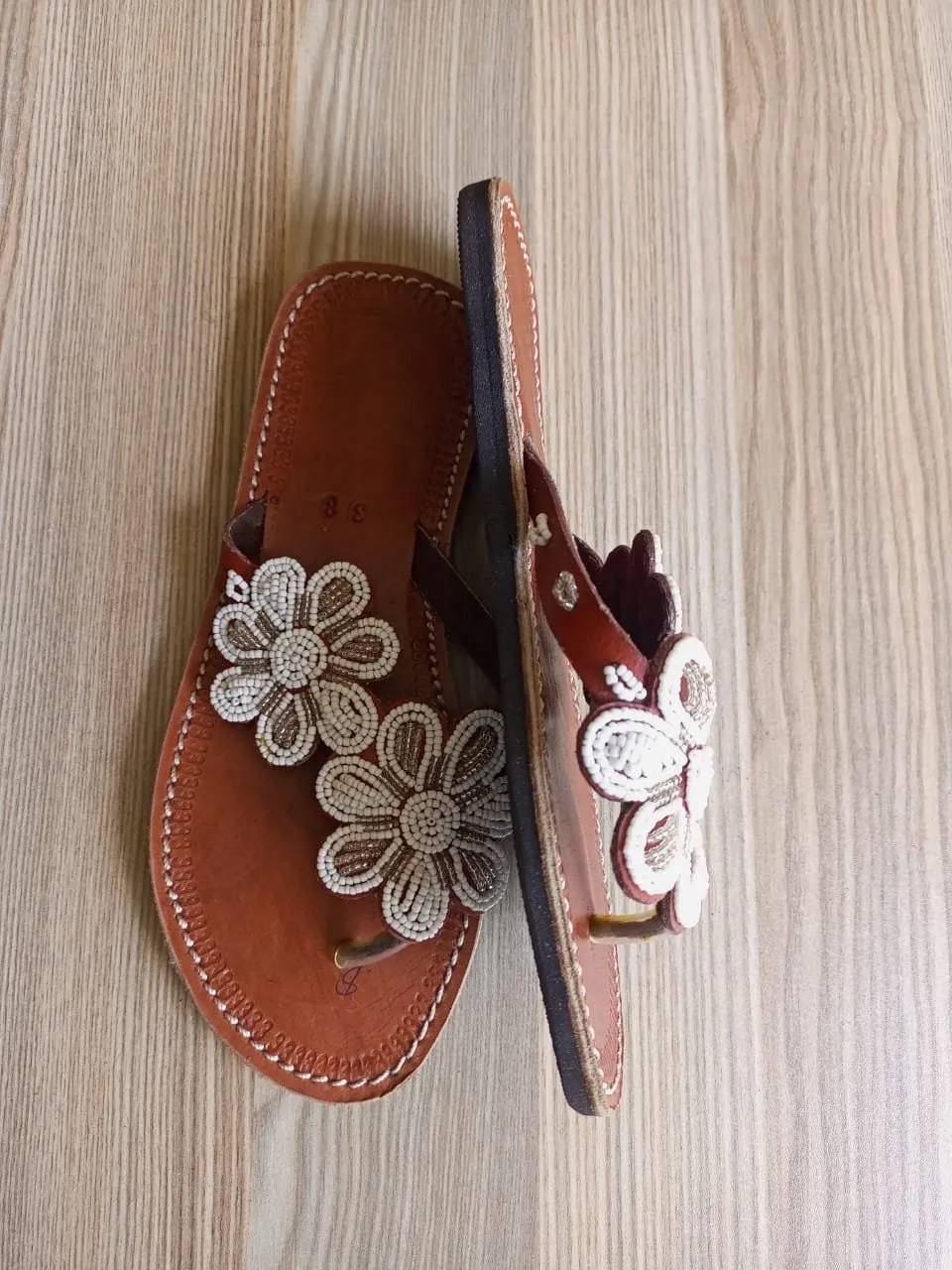 Handmade African Beaded Sandals/Authentic Maasai-Style Leather Flip-Flops Women/Boho Beach Sandals/Comfortable Summer Sandal African Gifts