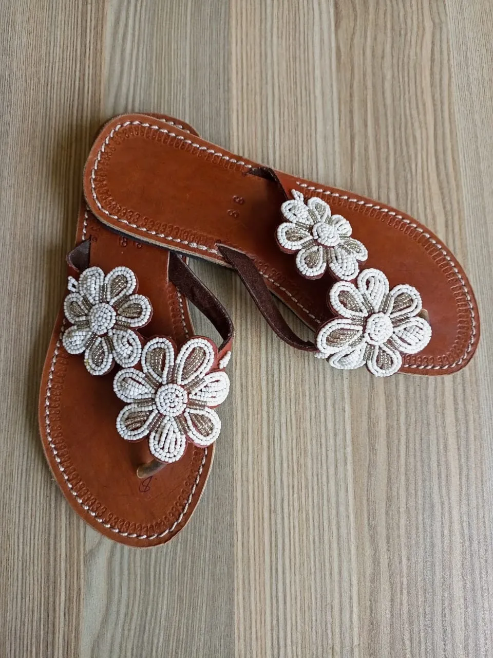 Handmade African Beaded Sandals/Authentic Maasai-Style Leather Flip-Flops Women/Boho Beach Sandals/Comfortable Summer Sandal African Gifts