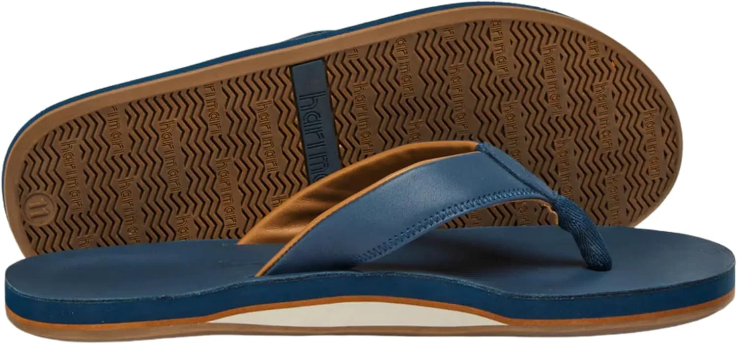 Hari Mari- The Clipper- Men's Waterproof Full-Grain Leather Sandal with Matching Leather Fob- No Break Ins, Beveled Edge to Reduce Tripping, and Floats in Water
