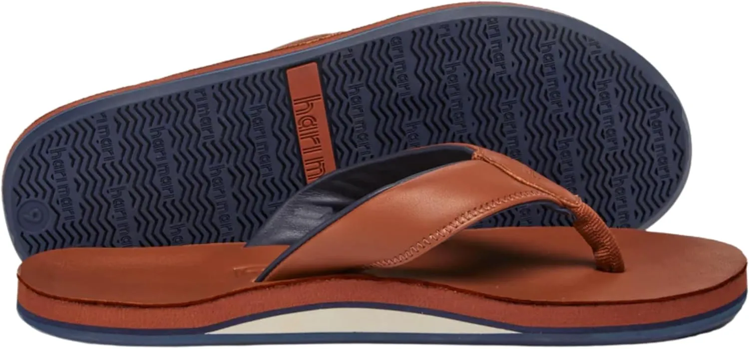 Hari Mari- The Clipper- Men's Waterproof Full-Grain Leather Sandal with Matching Leather Fob- No Break Ins, Beveled Edge to Reduce Tripping, and Floats in Water