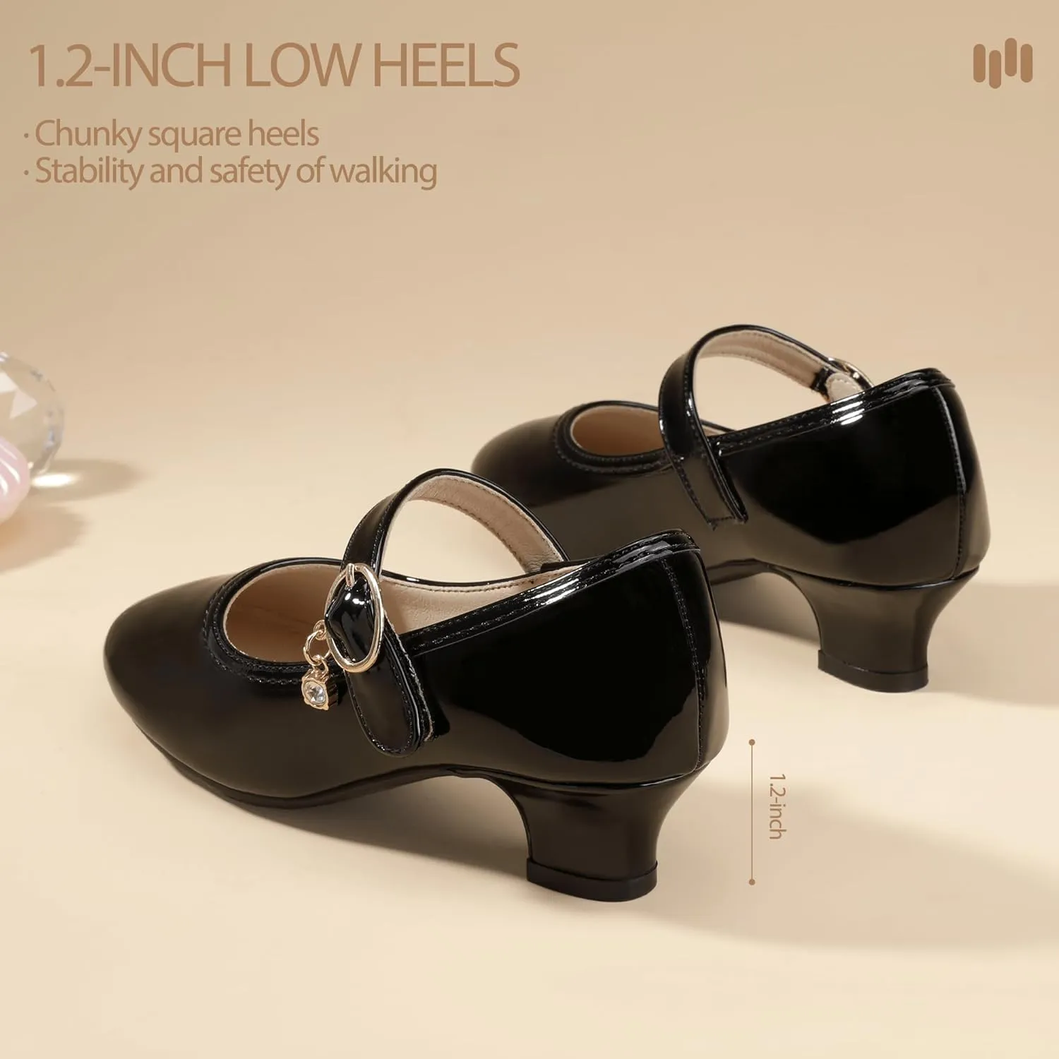 Hehainom Girls Dress Shoes Low Heels Flower Girl Mary Jane Princess School Wedding Party Toddler Little Kid Pump Shoes