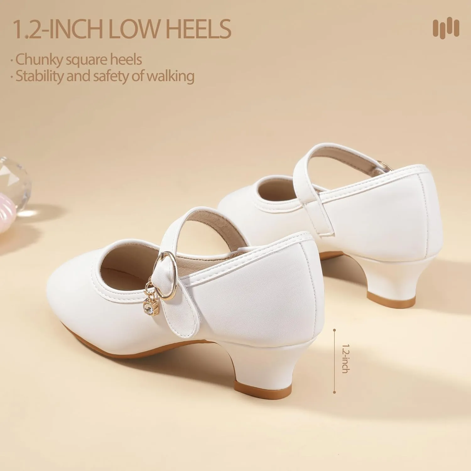 Hehainom Girls Dress Shoes Low Heels Flower Girl Mary Jane Princess School Wedding Party Toddler Little Kid Pump Shoes