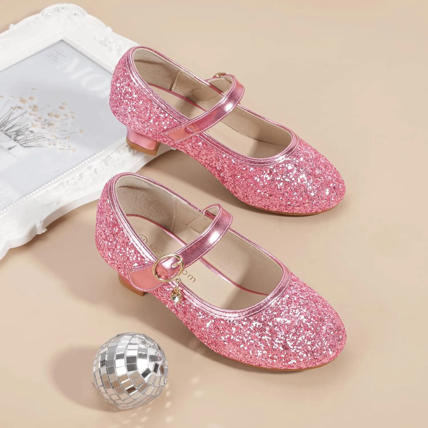 Hehainom Girls Dress Shoes Low Heels Flower Girl Mary Jane Princess School Wedding Party Toddler Little Kid Pump Shoes