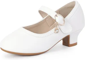 Hehainom Girls Dress Shoes Low Heels Flower Girl Mary Jane Princess School Wedding Party Toddler Little Kid Pump Shoes