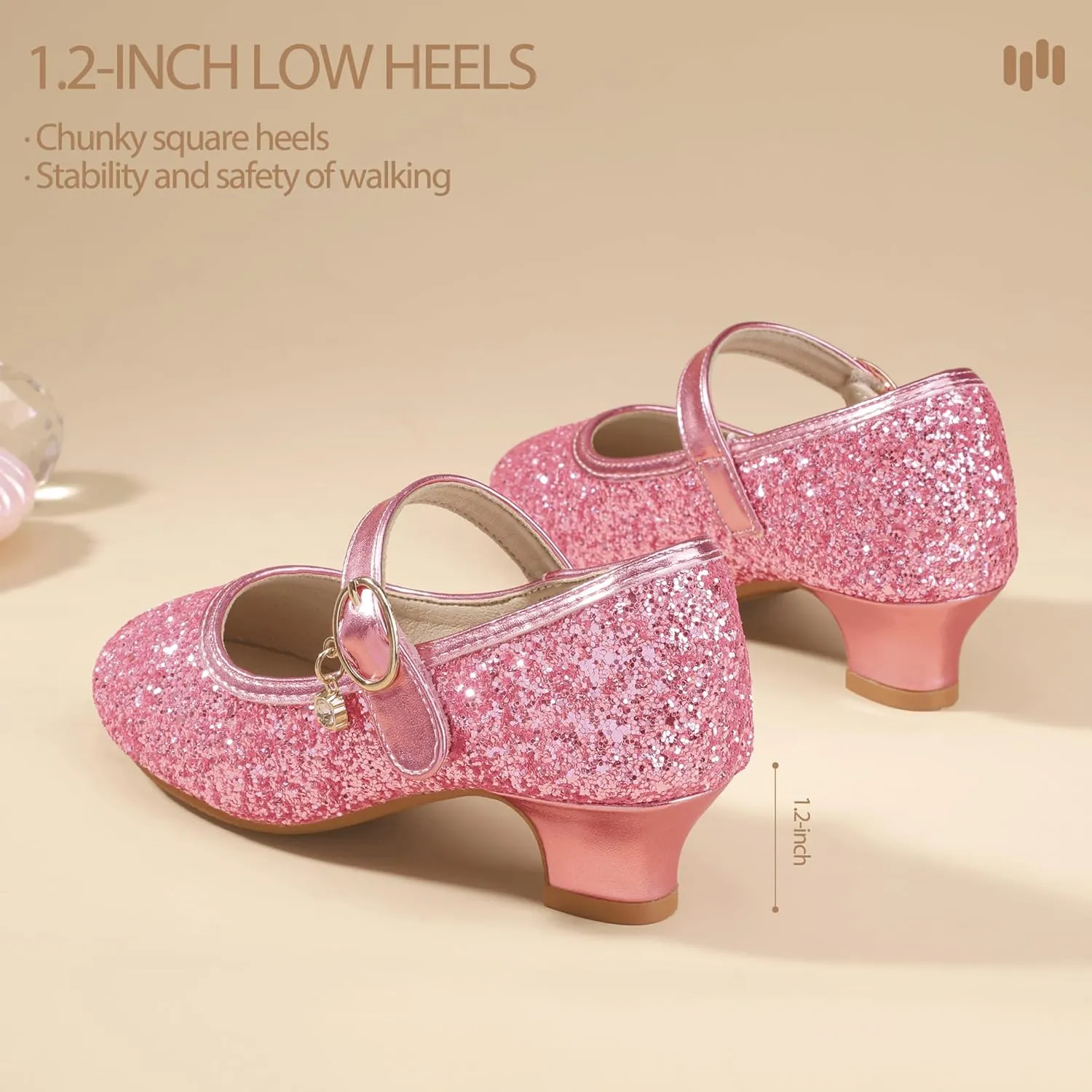 Hehainom Girls Dress Shoes Low Heels Flower Girl Mary Jane Princess School Wedding Party Toddler Little Kid Pump Shoes