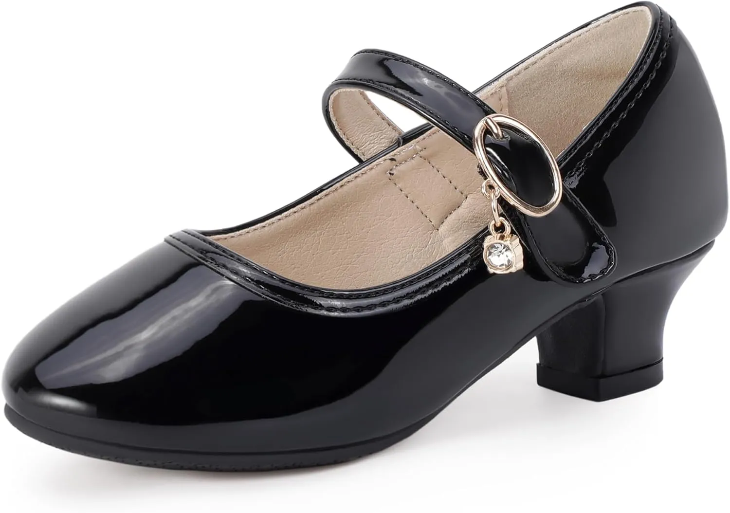 Hehainom Girls Dress Shoes Low Heels Flower Girl Mary Jane Princess School Wedding Party Toddler Little Kid Pump Shoes