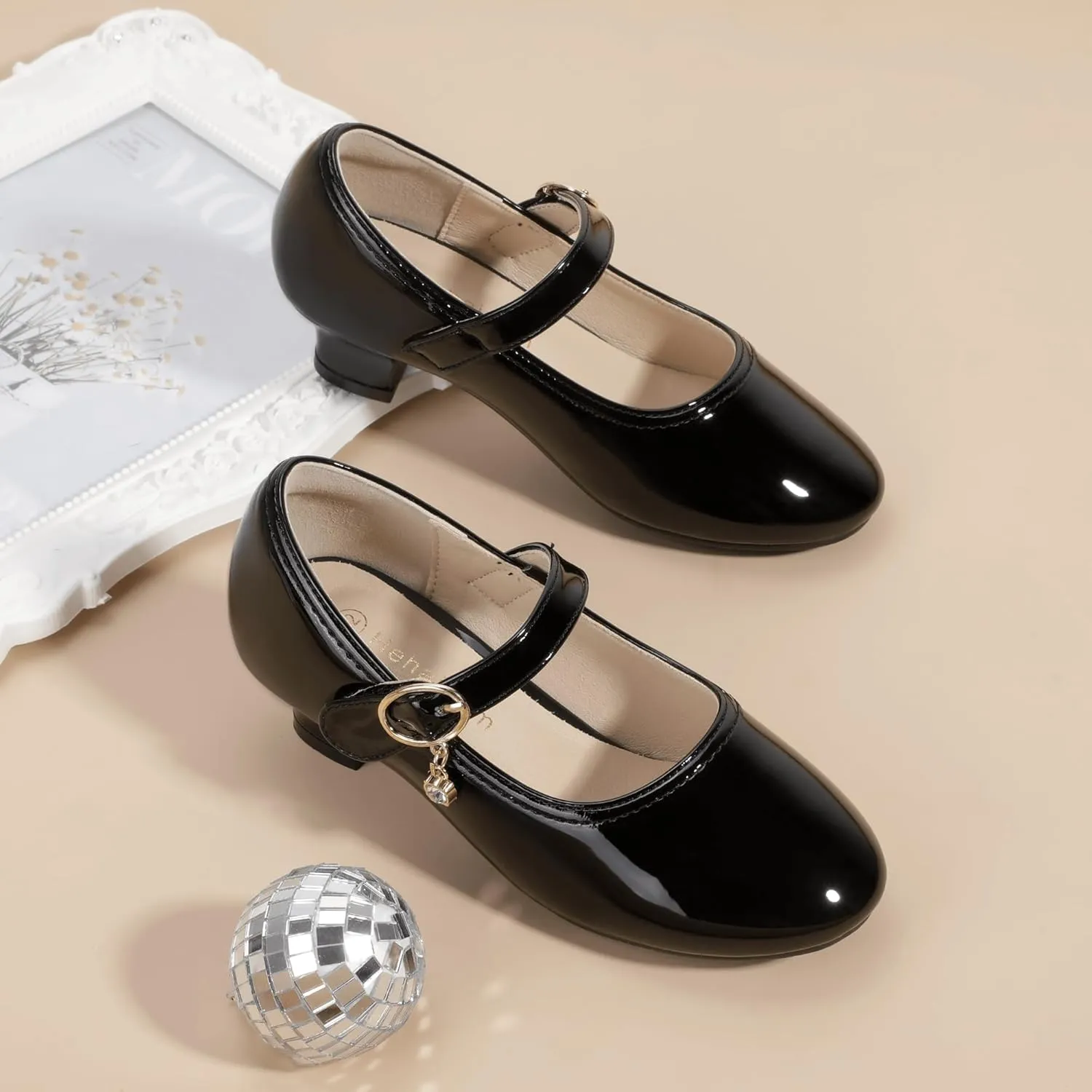 Hehainom Girls Dress Shoes Low Heels Flower Girl Mary Jane Princess School Wedding Party Toddler Little Kid Pump Shoes