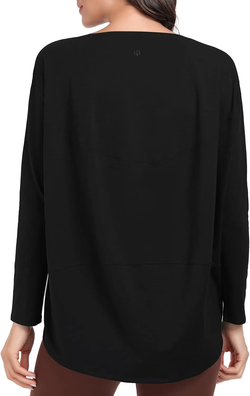 HeyNuts Women's Pima Cotton Long Sleeve Workout Shirts Boat Neck Athletic Loose Fit Soft Tops Fall Casual Shirts