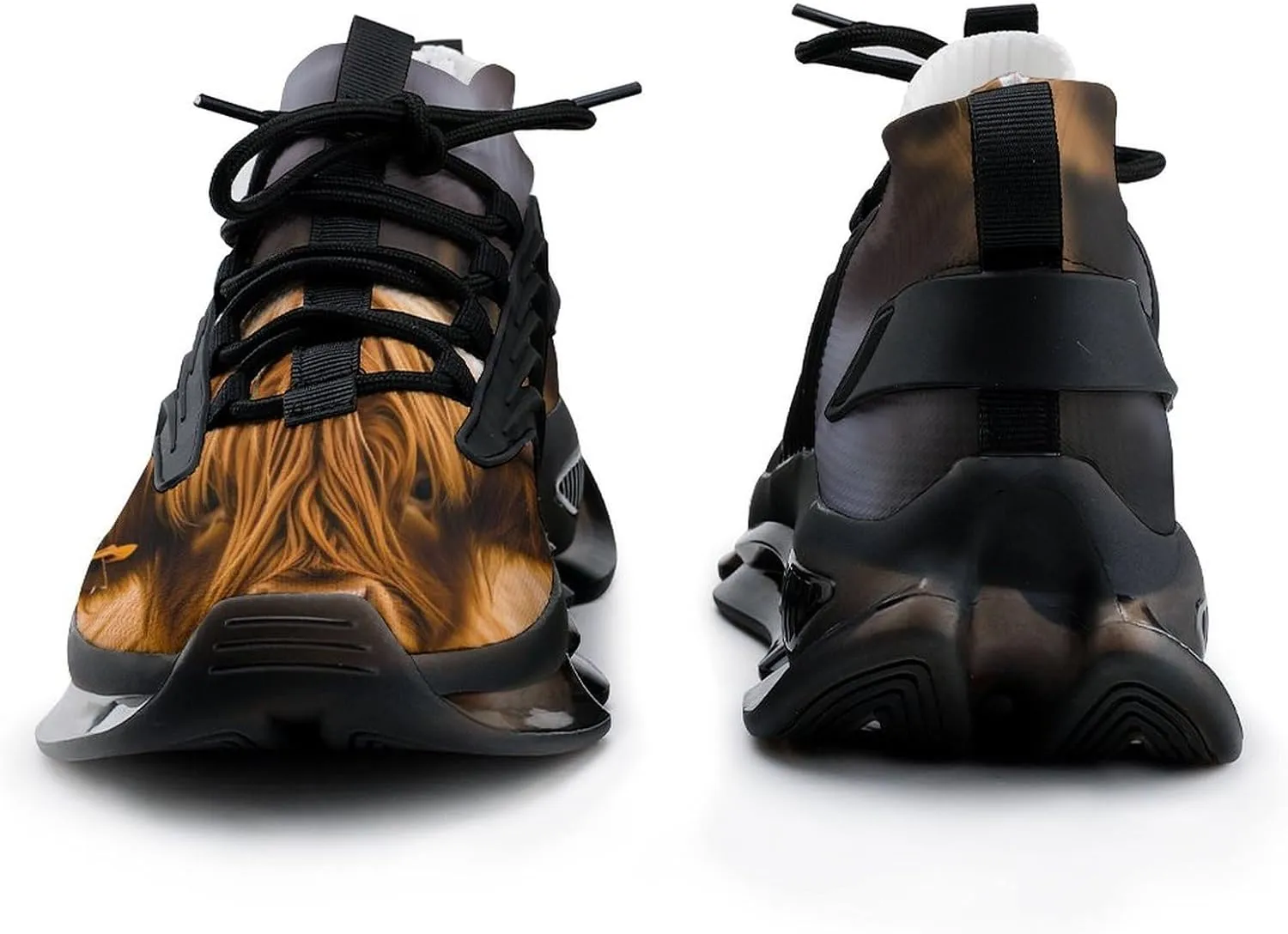 Highland Cow Grass Men's Sneakers Novelty Lightweight Running Shoe Tennis Shoes