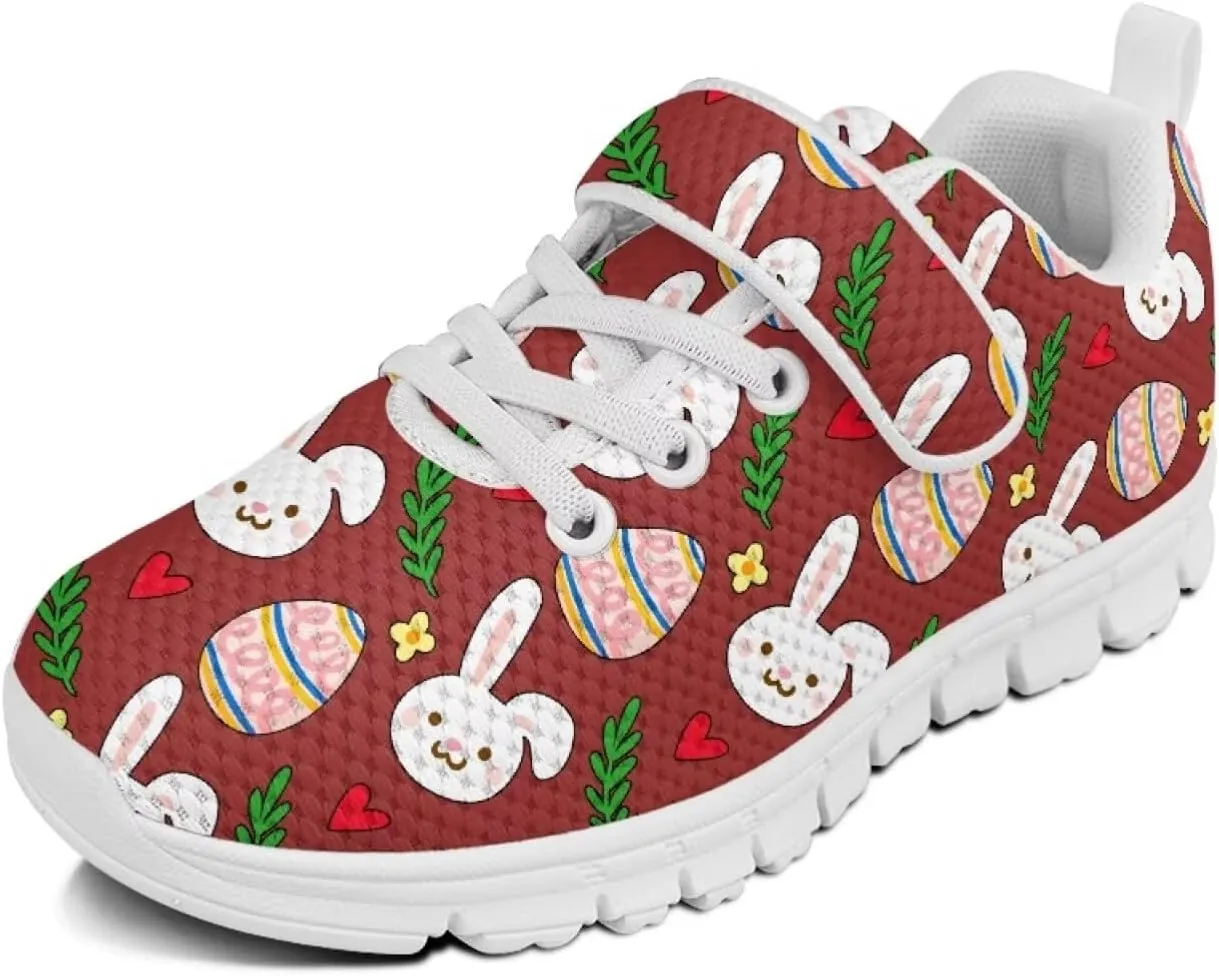 Howilath Easter Bunny Print Kids Sneakers for Boys Girls Mesh Sneakers Sports Tennis Shoes with Non-Slip Sole