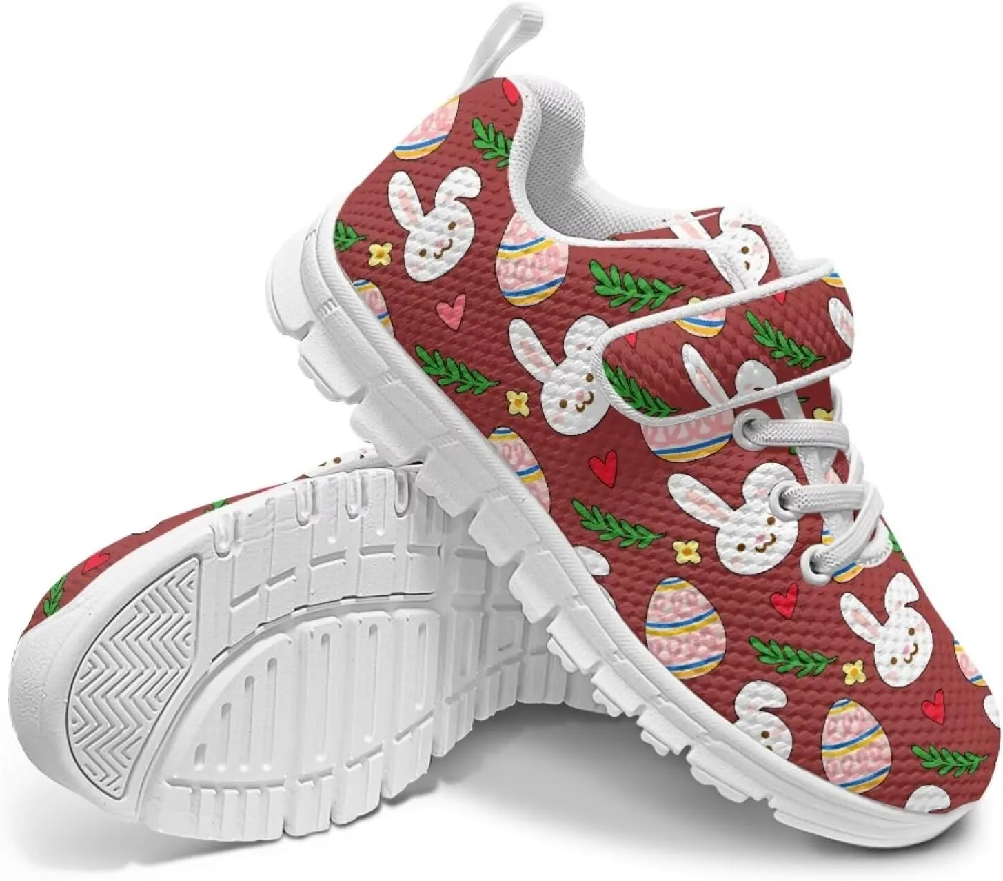 Howilath Easter Bunny Print Kids Sneakers for Boys Girls Mesh Sneakers Sports Tennis Shoes with Non-Slip Sole