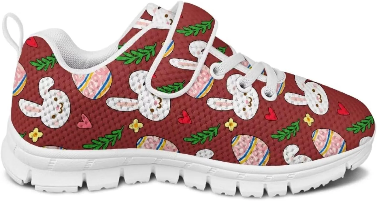 Howilath Easter Bunny Print Kids Sneakers for Boys Girls Mesh Sneakers Sports Tennis Shoes with Non-Slip Sole