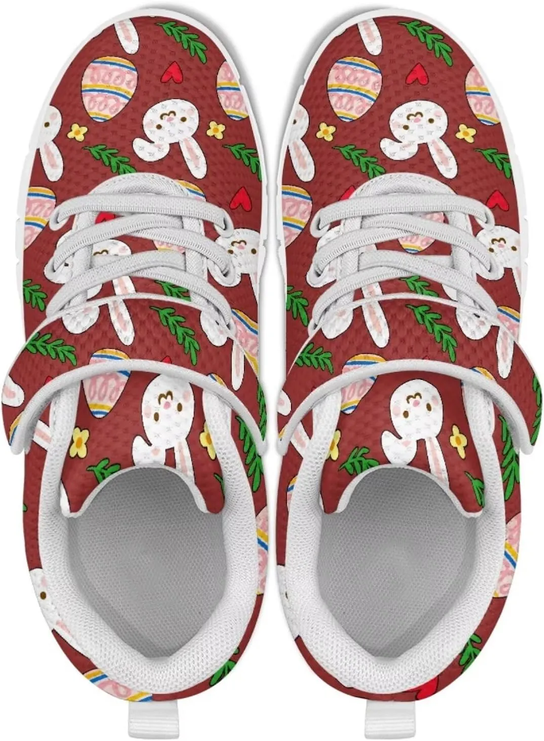 Howilath Easter Bunny Print Kids Sneakers for Boys Girls Mesh Sneakers Sports Tennis Shoes with Non-Slip Sole
