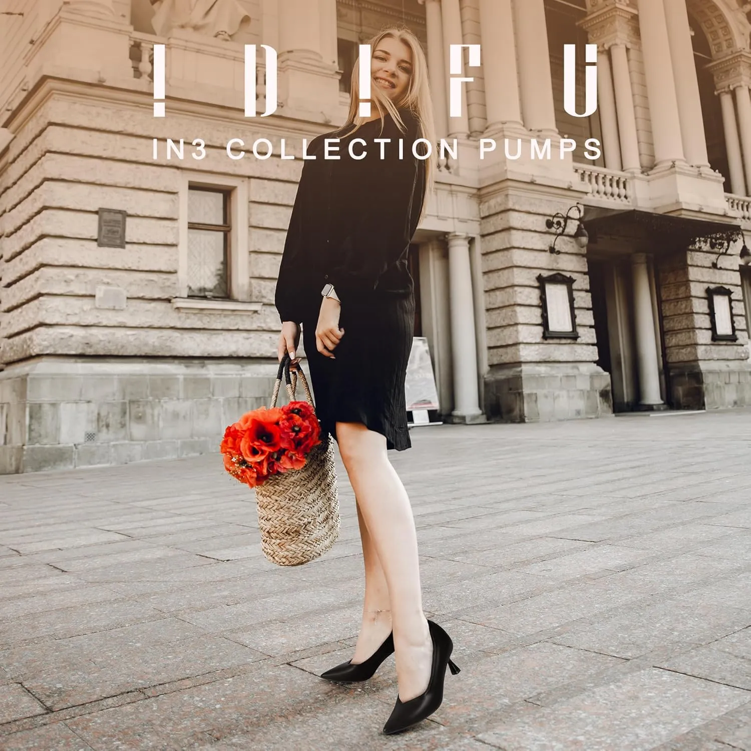 IDIFU IN3 Women's Pumps Kitten Closed Toe Heels Low Pointed Toe Heels Wedding Bridal Office Formal Work Prom Dress Shoes for Women Comfortable Dressy Trendy Cute Pumps Shoes