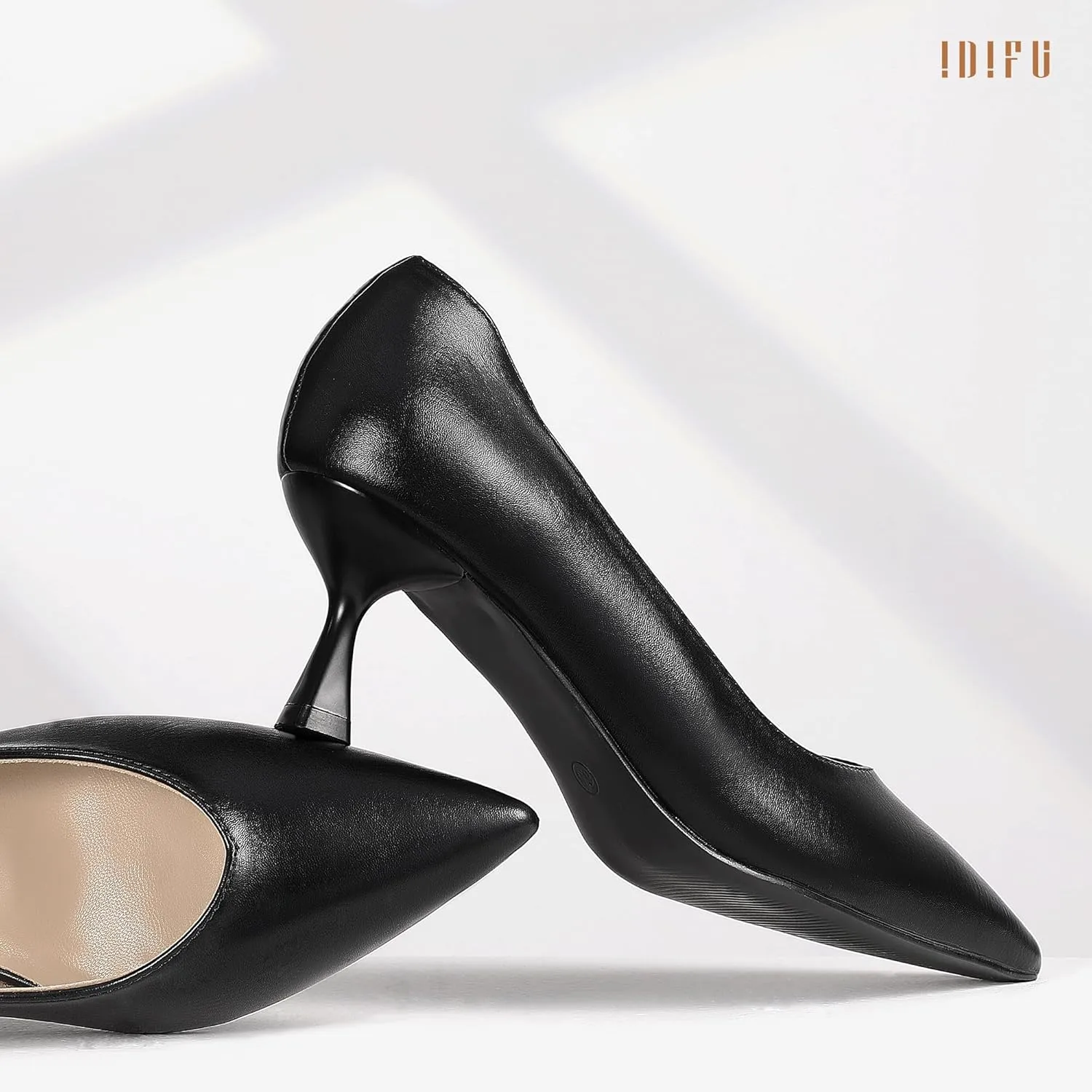 IDIFU IN3 Women's Pumps Kitten Closed Toe Heels Low Pointed Toe Heels Wedding Bridal Office Formal Work Prom Dress Shoes for Women Comfortable Dressy Trendy Cute Pumps Shoes