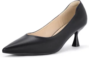 IDIFU IN3 Women's Pumps Kitten Closed Toe Heels Low Pointed Toe Heels Wedding Bridal Office Formal Work Prom Dress Shoes for Women Comfortable Dressy Trendy Cute Pumps Shoes