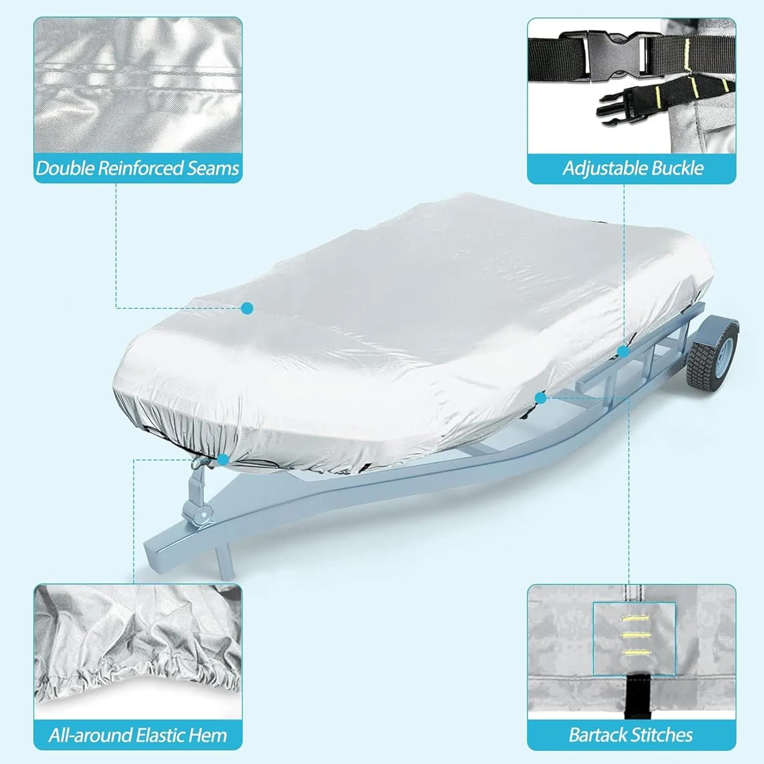 Inflatable Boat Cover 7 Sizes Boat Tarp Waterproof Anti-UV Dinghy Cover for Inflatable Boat and Dinghy,330 * 165 * 46cm