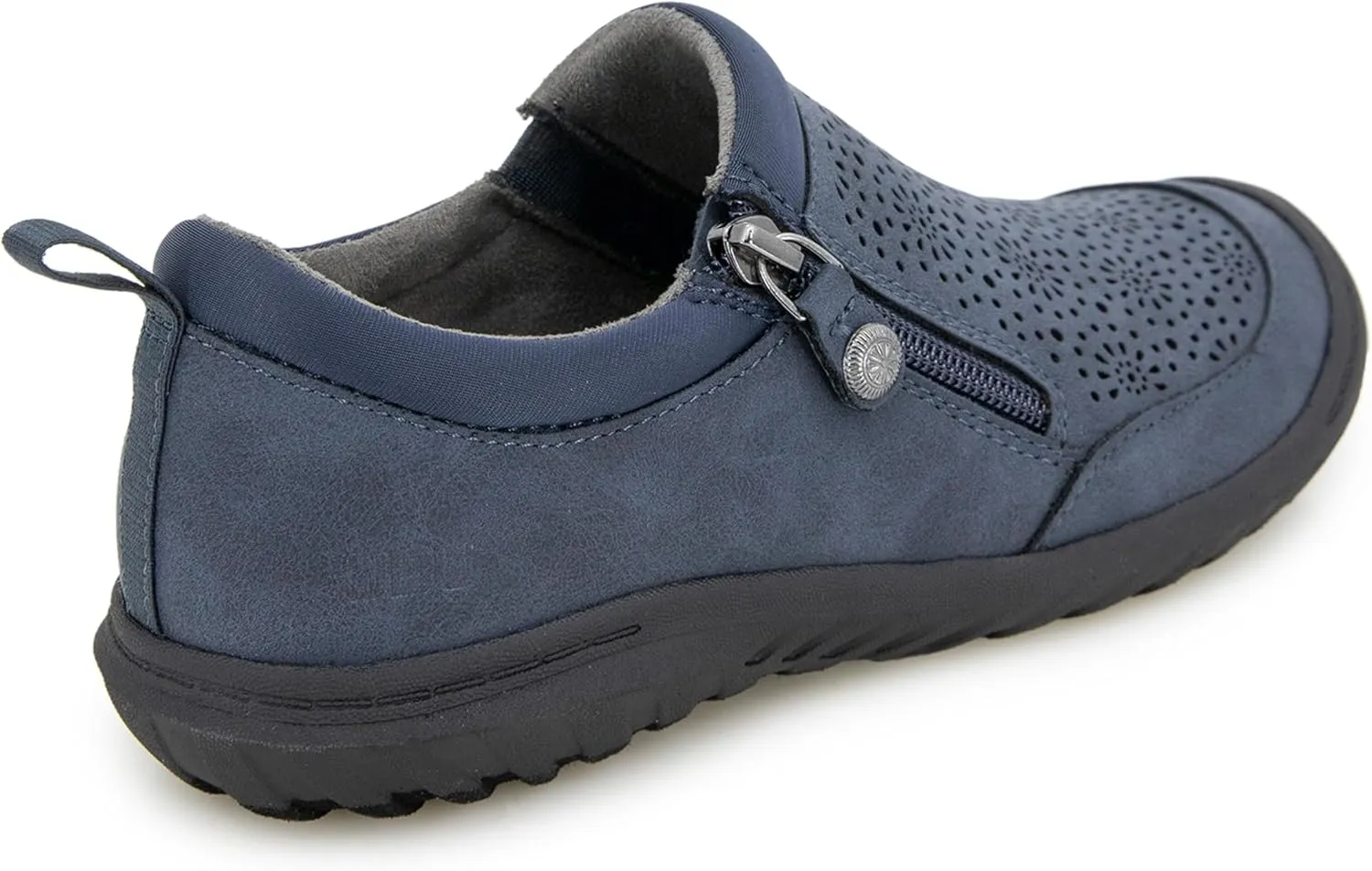 JBU Women's Loafer Side Zipper Slip On Comfort Casual Oxford Flat