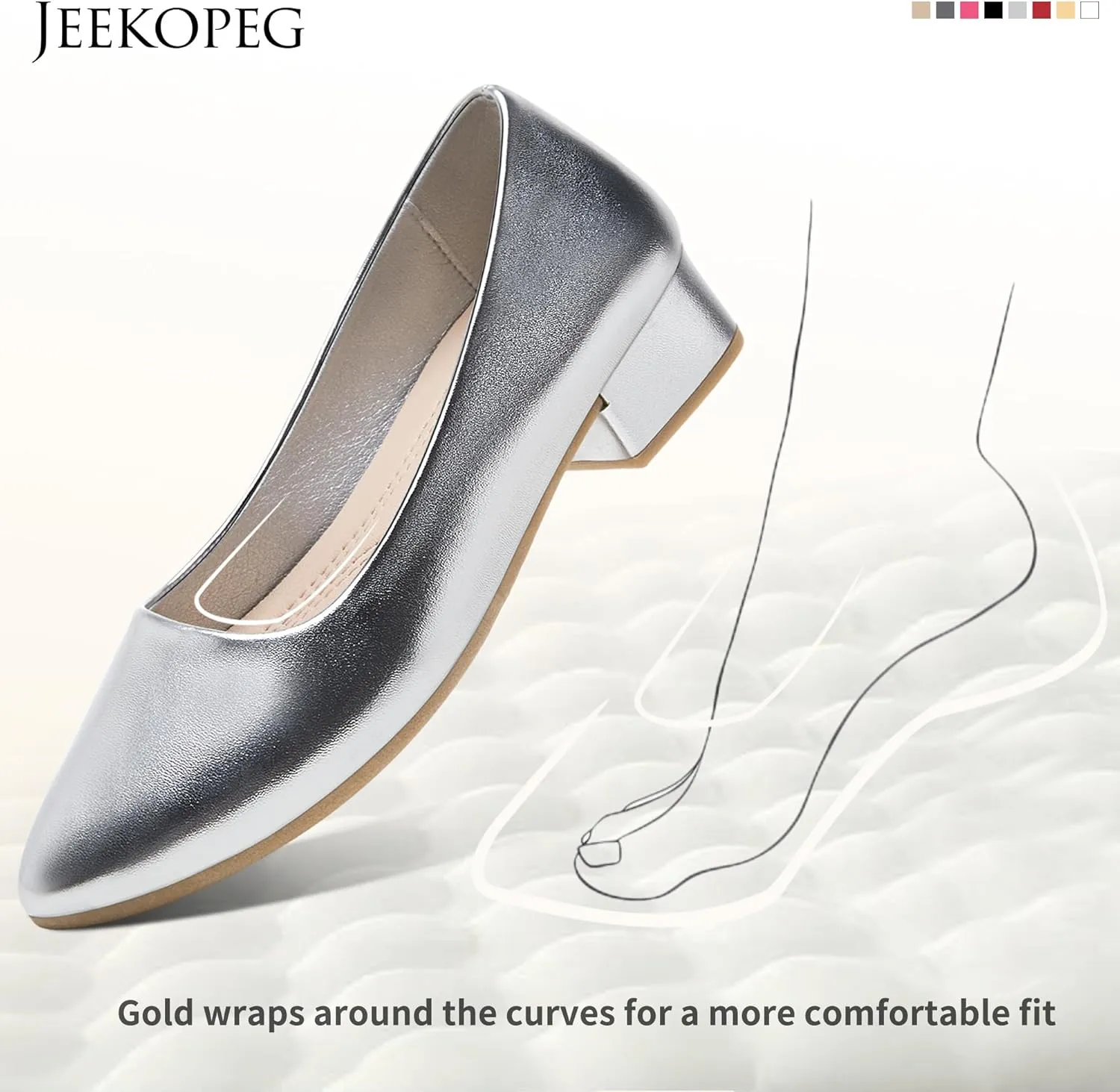 Jeekopeg Low Chunky Pumps Women's Round Toe Heels PU Leather Chunky Pump Shoes Classic Closed Toe Pumps Low Heel Dress Shoes for Women