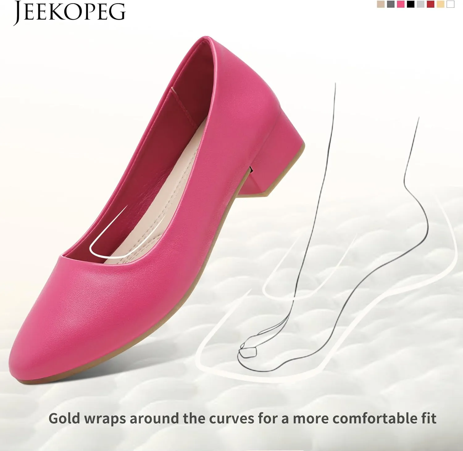 Jeekopeg Low Chunky Pumps Women's Round Toe Heels PU Leather Chunky Pump Shoes Classic Closed Toe Pumps Low Heel Dress Shoes for Women