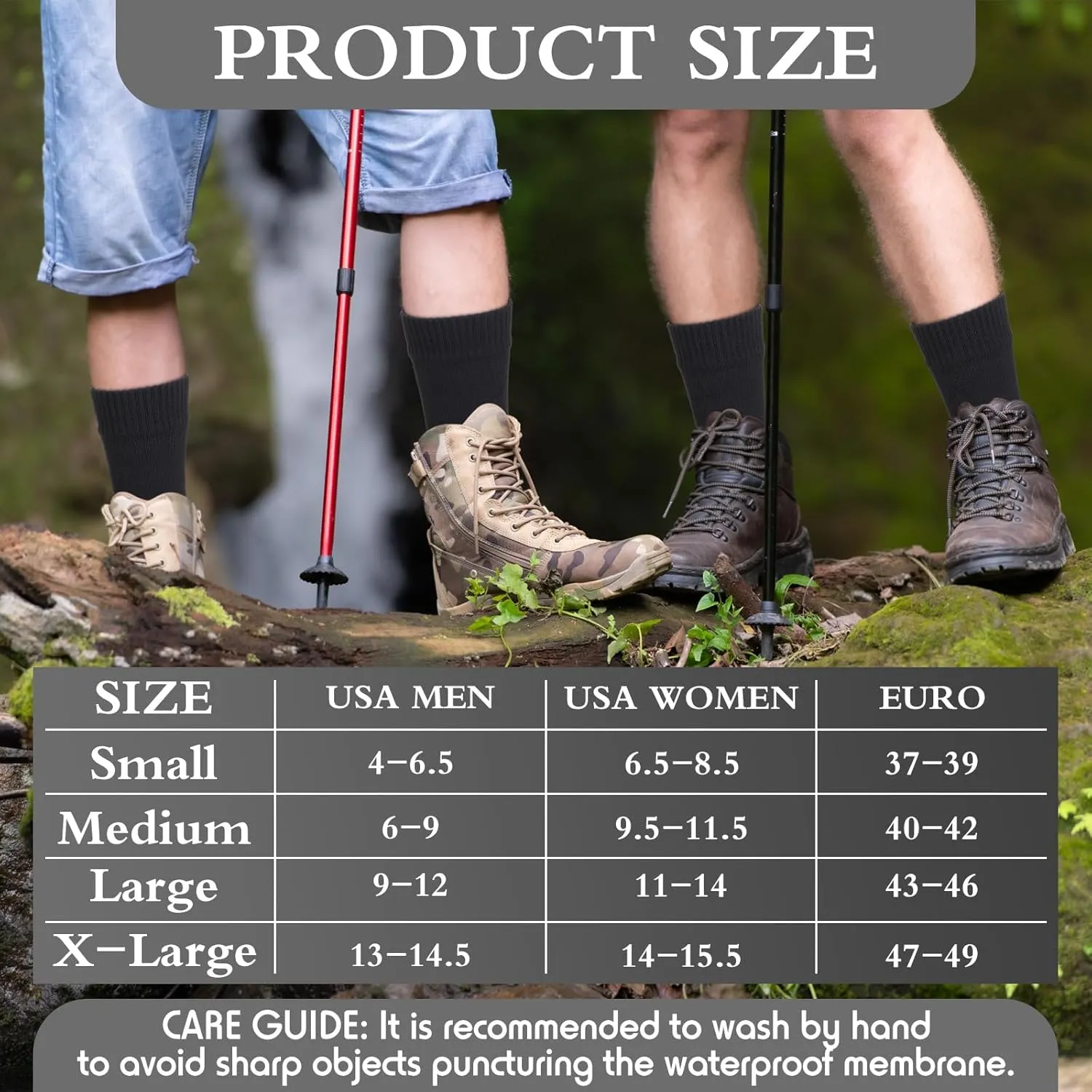 Jeyiour 2 Pairs Waterproof Socks Unisex Waterproof Breathable Outdoor Skiing Hiking Wading Fishing Socks for Men Women