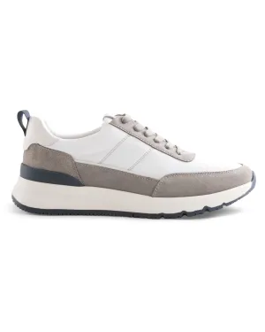 Johnnie-O Prima Vintage Suede & Nylon Sneaker: White and Gray