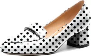 Joseywade Women's Block Heels Low Heel Loafer Pumps Round Toe Chunky Heel Slip On 2 Inch Closed Toe Comfort Shoes