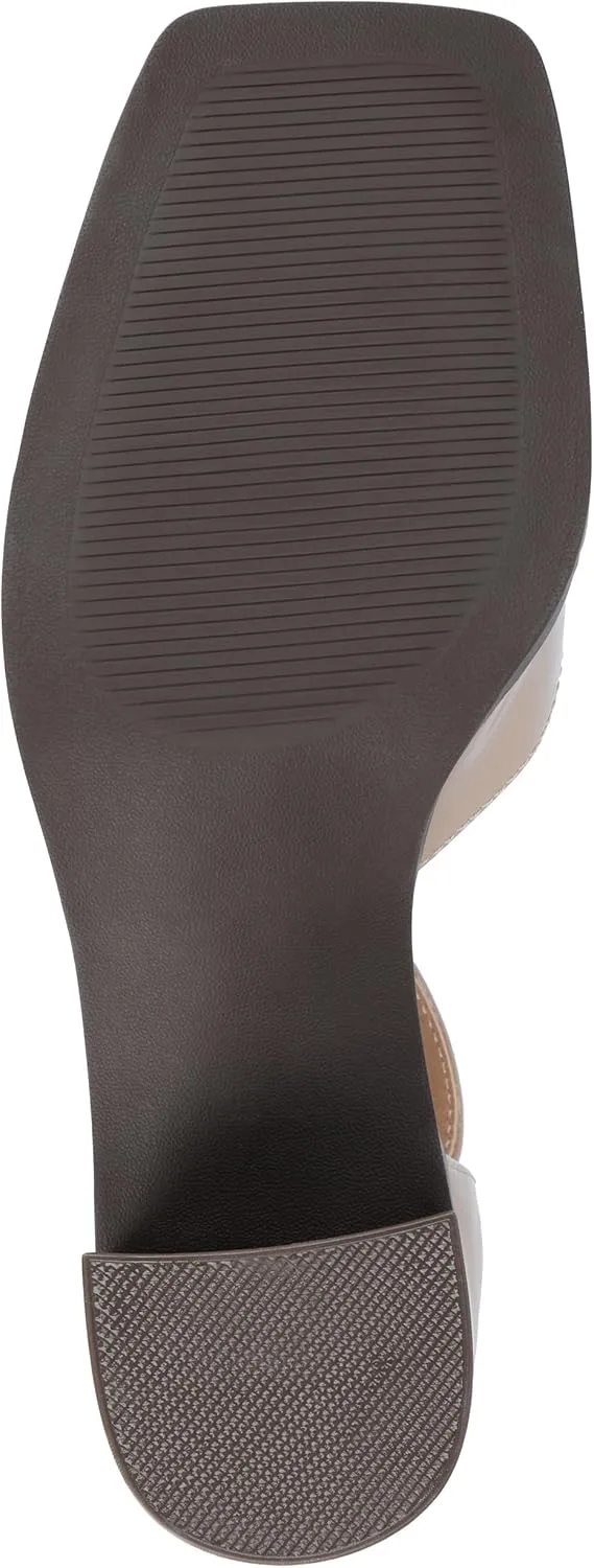 Journee Collection Womens Buckle Strap Open Square Toe Chunky Stacked Block Heel Evangeline Comfort Foam Pumps