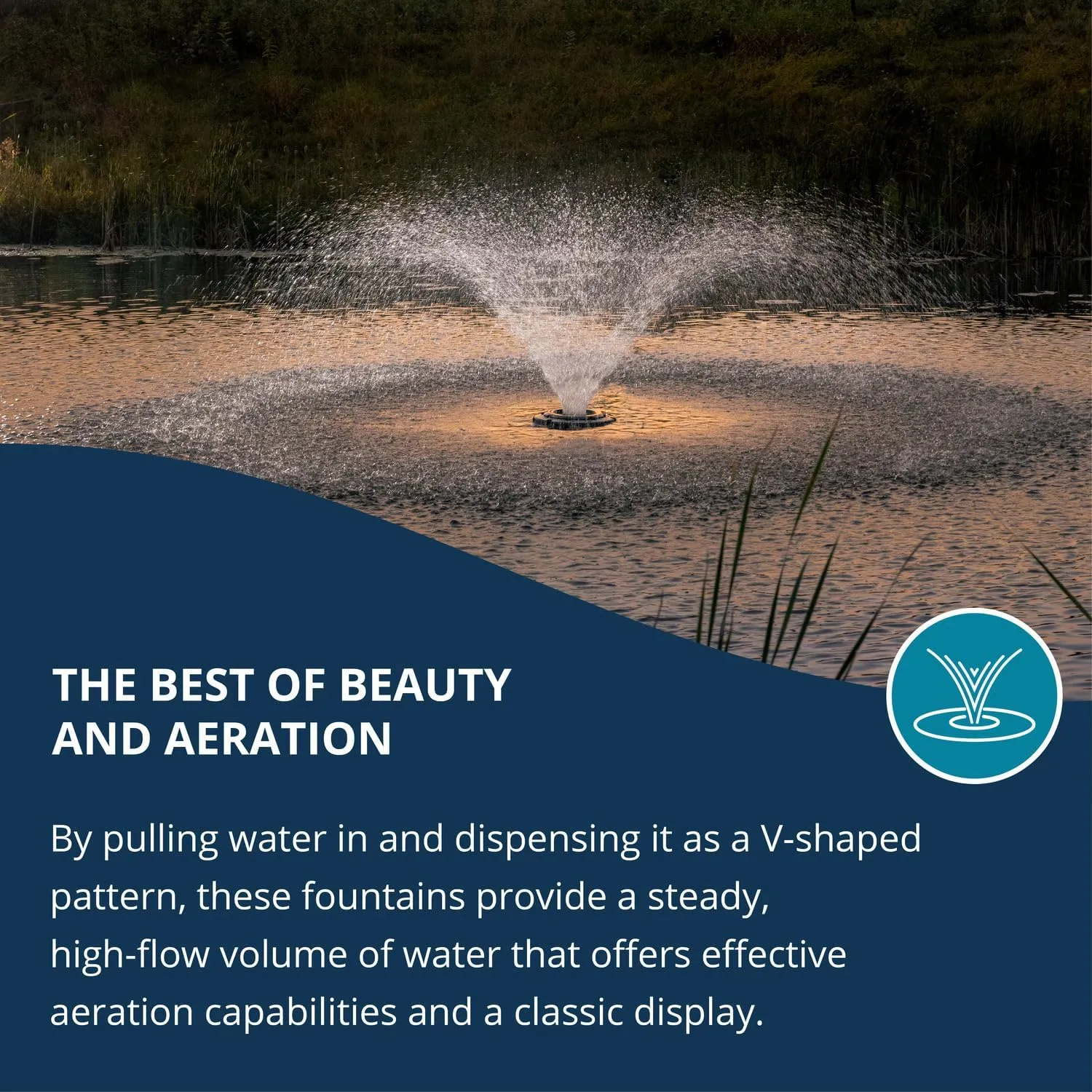 Kasco VFX Series Aerating Pond Fountain - 3/4 Horse Power 240V Single Phase with 50 ft Electric Power Cord | Pond Aerator Pump for Ponds & Lakes | Efficient Pond Aeration Systems