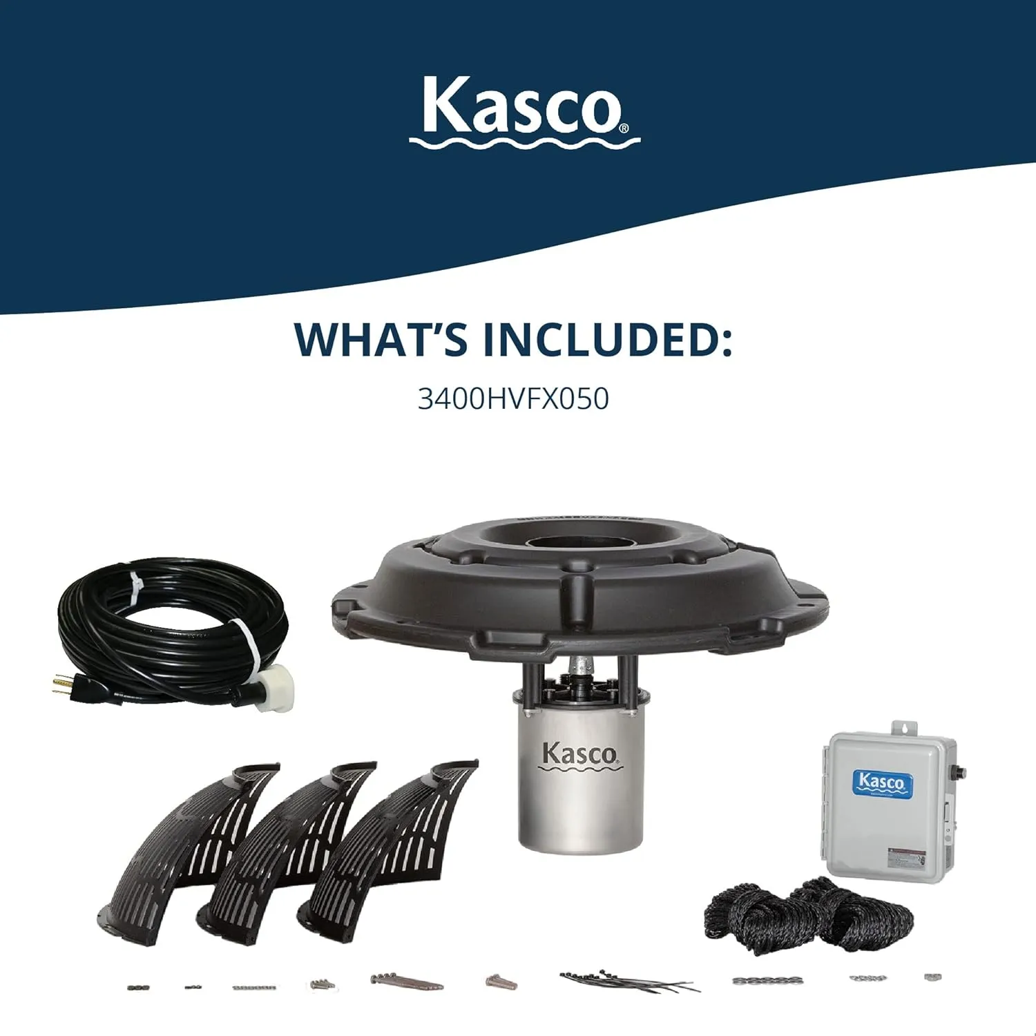 Kasco VFX Series Aerating Pond Fountain - 3/4 Horse Power 240V Single Phase with 50 ft Electric Power Cord | Pond Aerator Pump for Ponds & Lakes | Efficient Pond Aeration Systems
