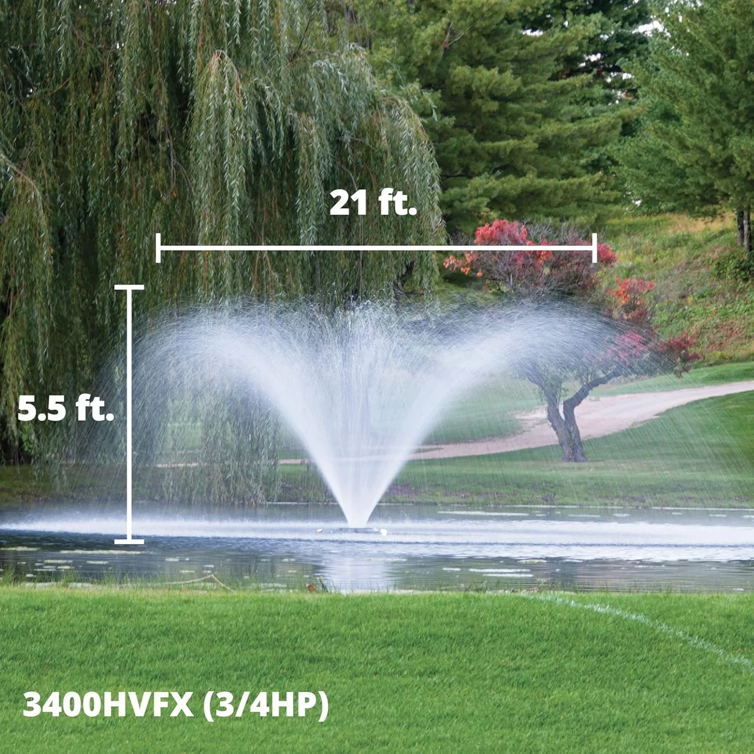 Kasco VFX Series Aerating Pond Fountain - 3/4 Horse Power 240V Single Phase with 50 ft Electric Power Cord | Pond Aerator Pump for Ponds & Lakes | Efficient Pond Aeration Systems