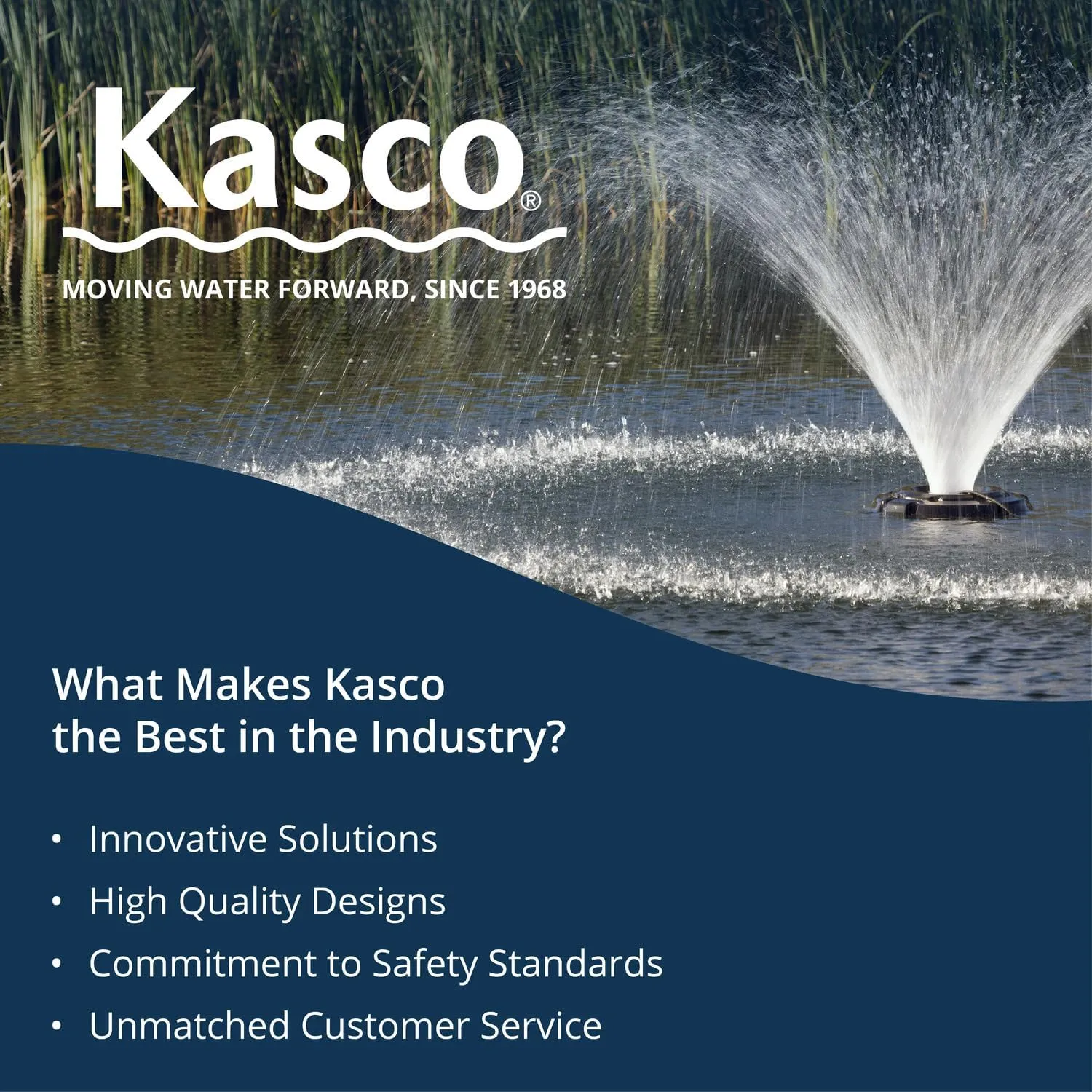 Kasco VFX Series Aerating Pond Fountain - 3/4 Horse Power 240V Single Phase with 50 ft Electric Power Cord | Pond Aerator Pump for Ponds & Lakes | Efficient Pond Aeration Systems