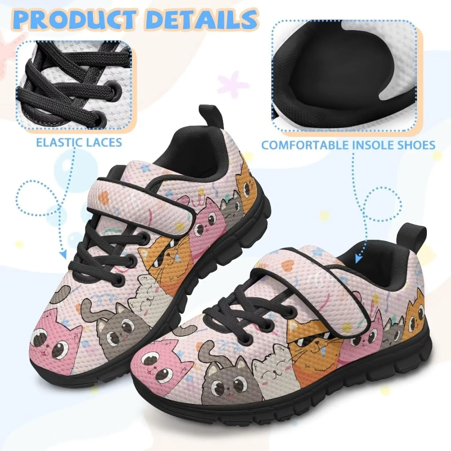 Kids Boys Girls Fashion Sneaker One Buckle Mesh Sports Shoes Athletic Running Shoe Anti Slip