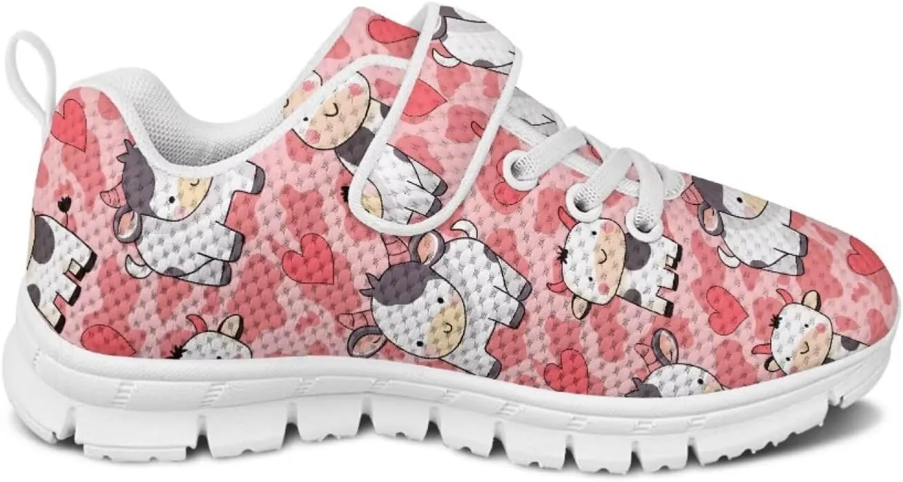 Kids Sneakers Cute Animals Print Sports Shoes for Girls Athletic Shoes Mesh Walking Shoes Non Slip Tennis Pop Shoes Single Buckle Sneakers