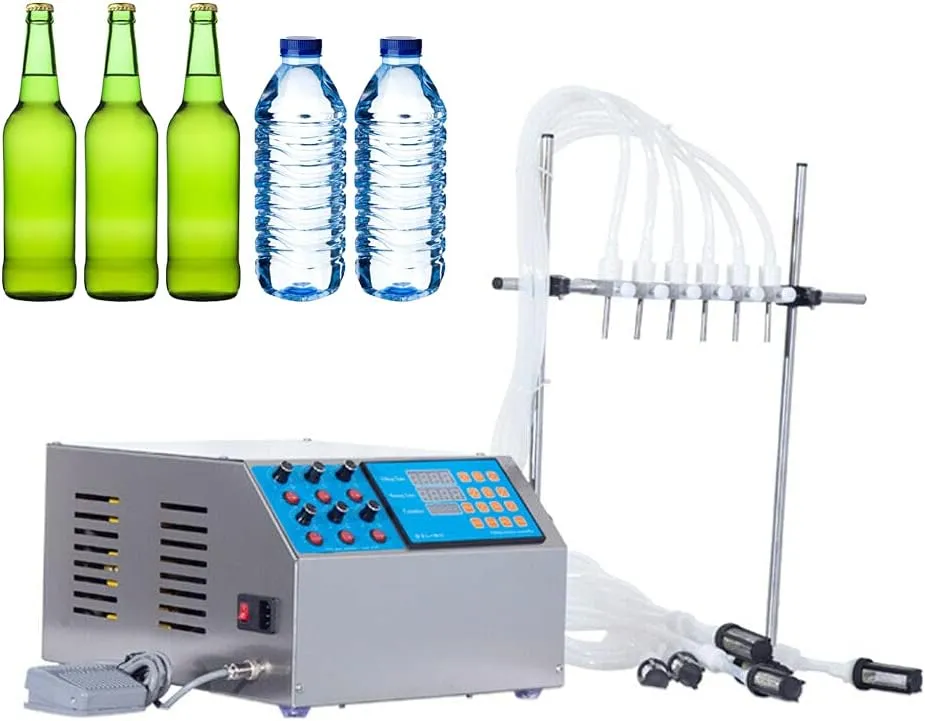 LFJD 6 Heads Liquid Filling Machine 3-5000ml Fille Bottle Filler Digital Control Filler Pump Stainless Steel 110V (6 Heads)