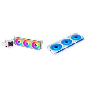 Lian Li Galahad II LCD 360 AIO CPU Liquid Cooler with SL Infinity Fans White - GA2ALCD36INW.US & UNI Fan SL-Infinity 120 RGB Triple Pack White with Controller - UF-SLIN120-3W