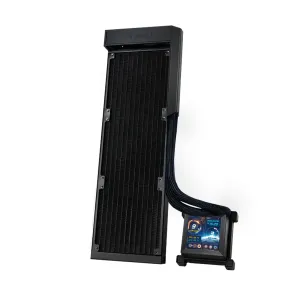 Lian Li Hydroshift LCD 360 Liquid Cooler - Flexible Side-Mounted Coolant Pathway, 2.88” LCD Screen - 480 x 480 Res. - Captured Screenshots or Recorded Videos - Fits Most PC Fans - Black (HSLCD36NB)