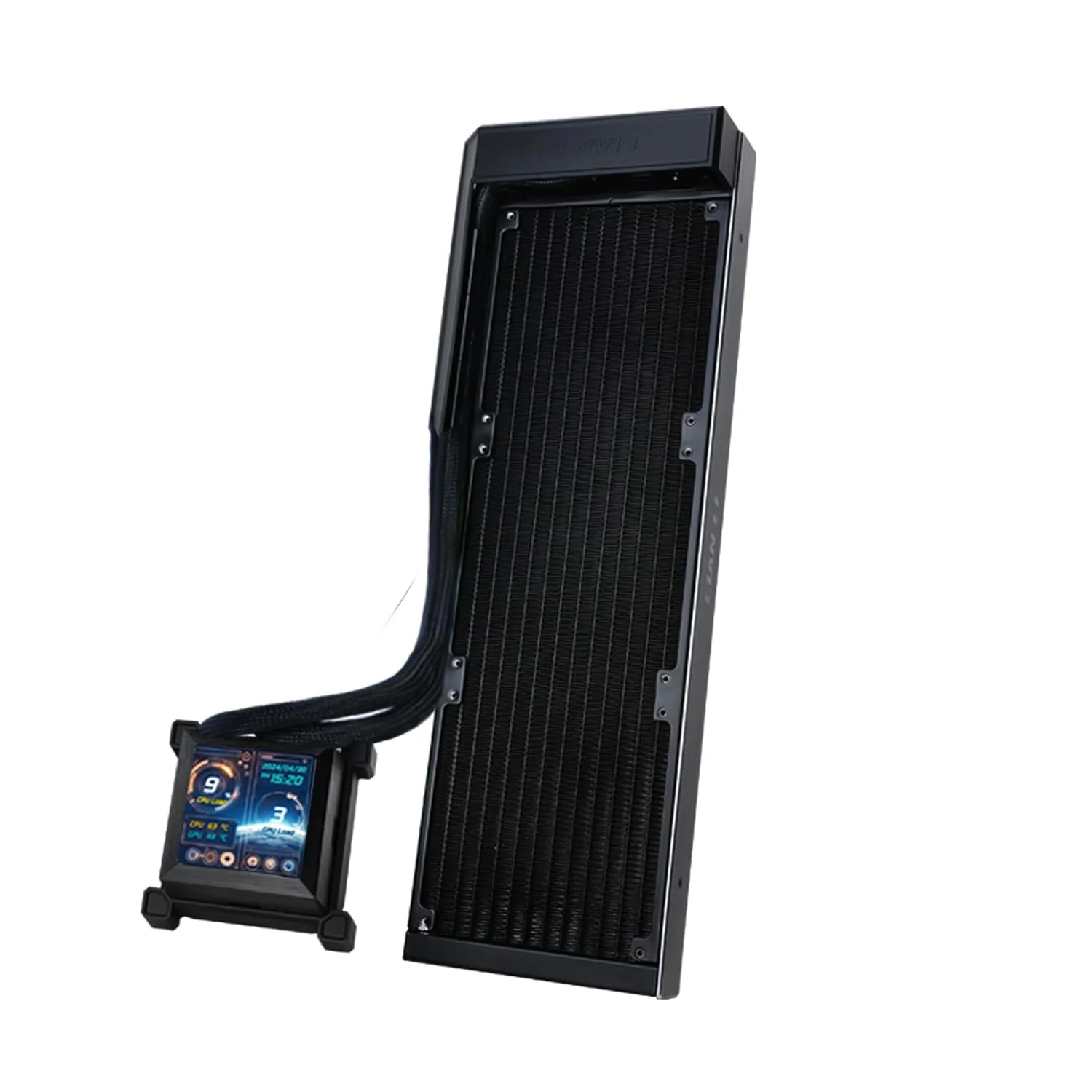 Lian Li Hydroshift LCD 360 Liquid Cooler - Flexible Side-Mounted Coolant Pathway, 2.88” LCD Screen - 480 x 480 Res. - Captured Screenshots or Recorded Videos - Fits Most PC Fans - Black (HSLCD36NB)