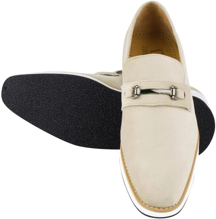 LIBERTYZENO Mens Canvas Textile & Suede Leather Adults Noble Penny Loafers Slip On Prom & Wedding Party Shoes for Prom Graduation