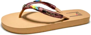 linl handmade women flip flop sandal with beads natural seashell rubber thong indoor and outdoor