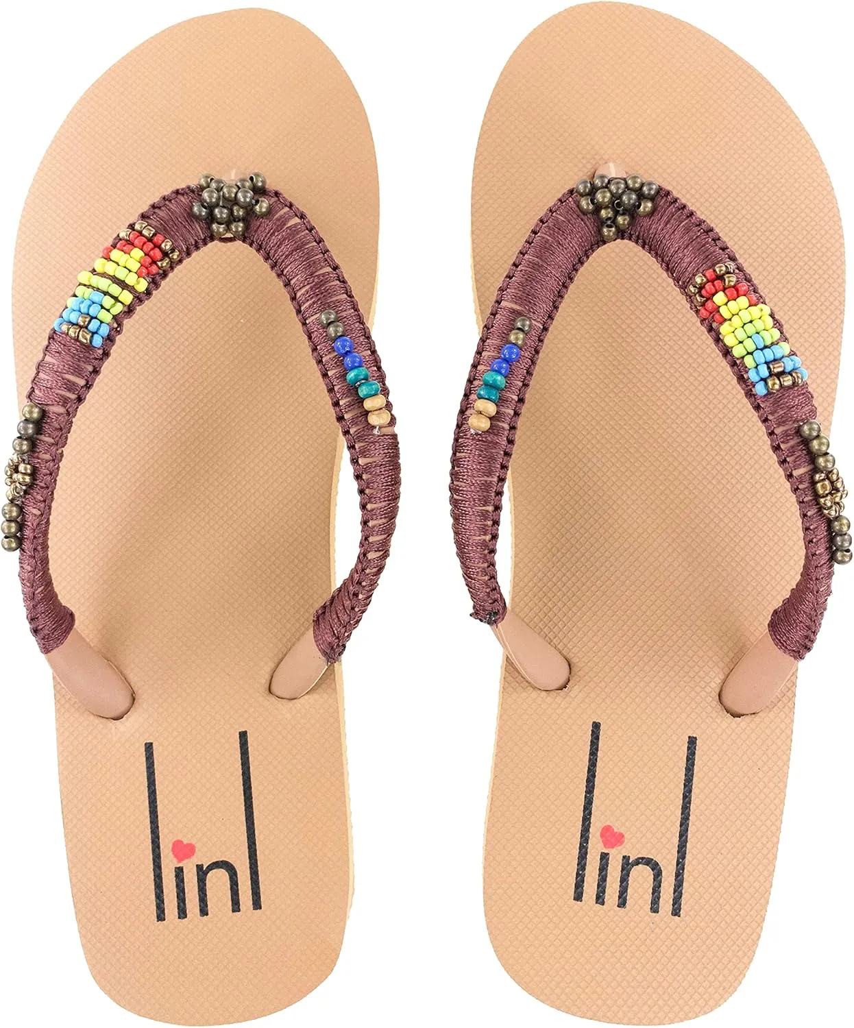 linl handmade women flip flop sandal with beads natural seashell rubber thong indoor and outdoor