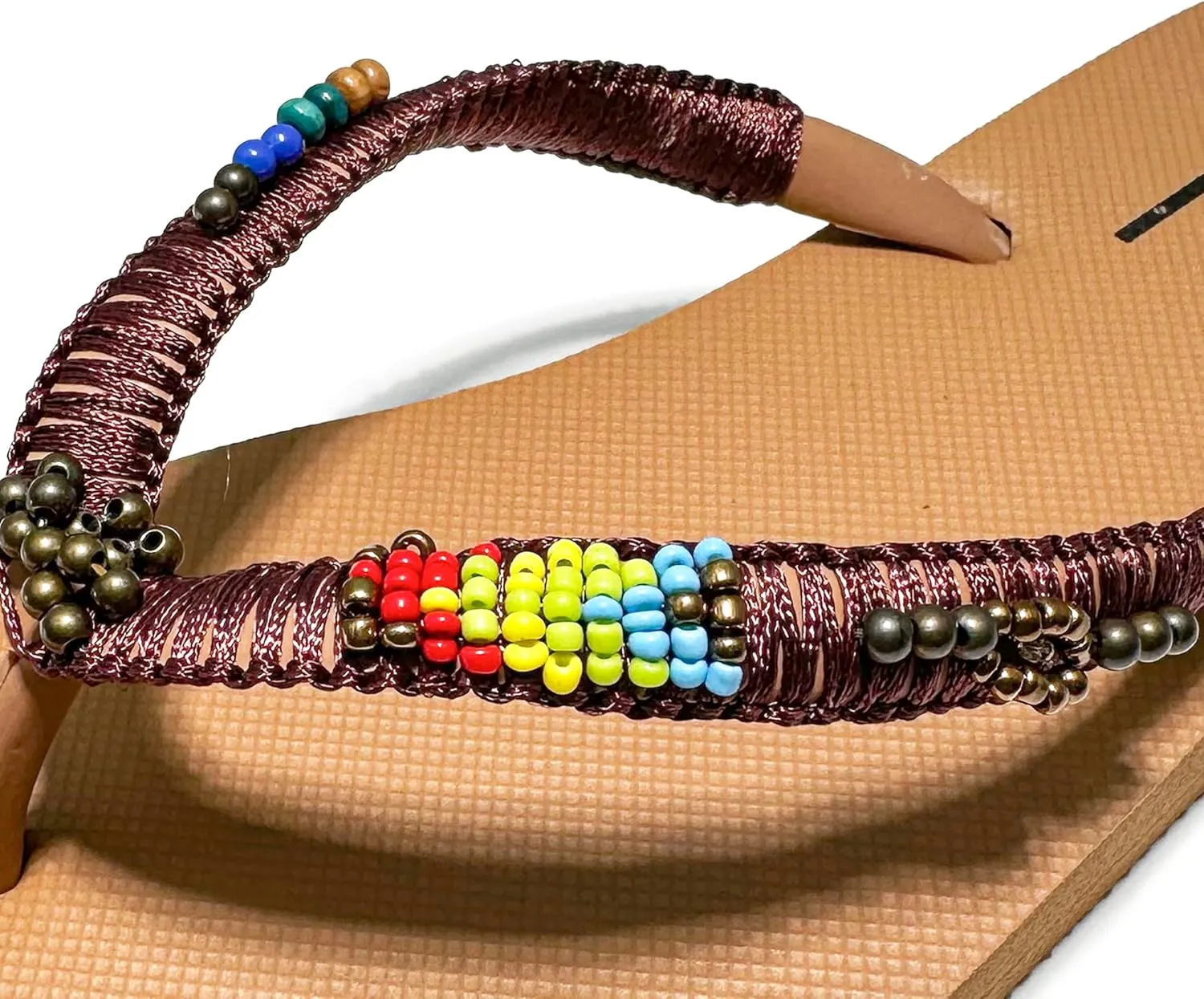 linl handmade women flip flop sandal with beads natural seashell rubber thong indoor and outdoor