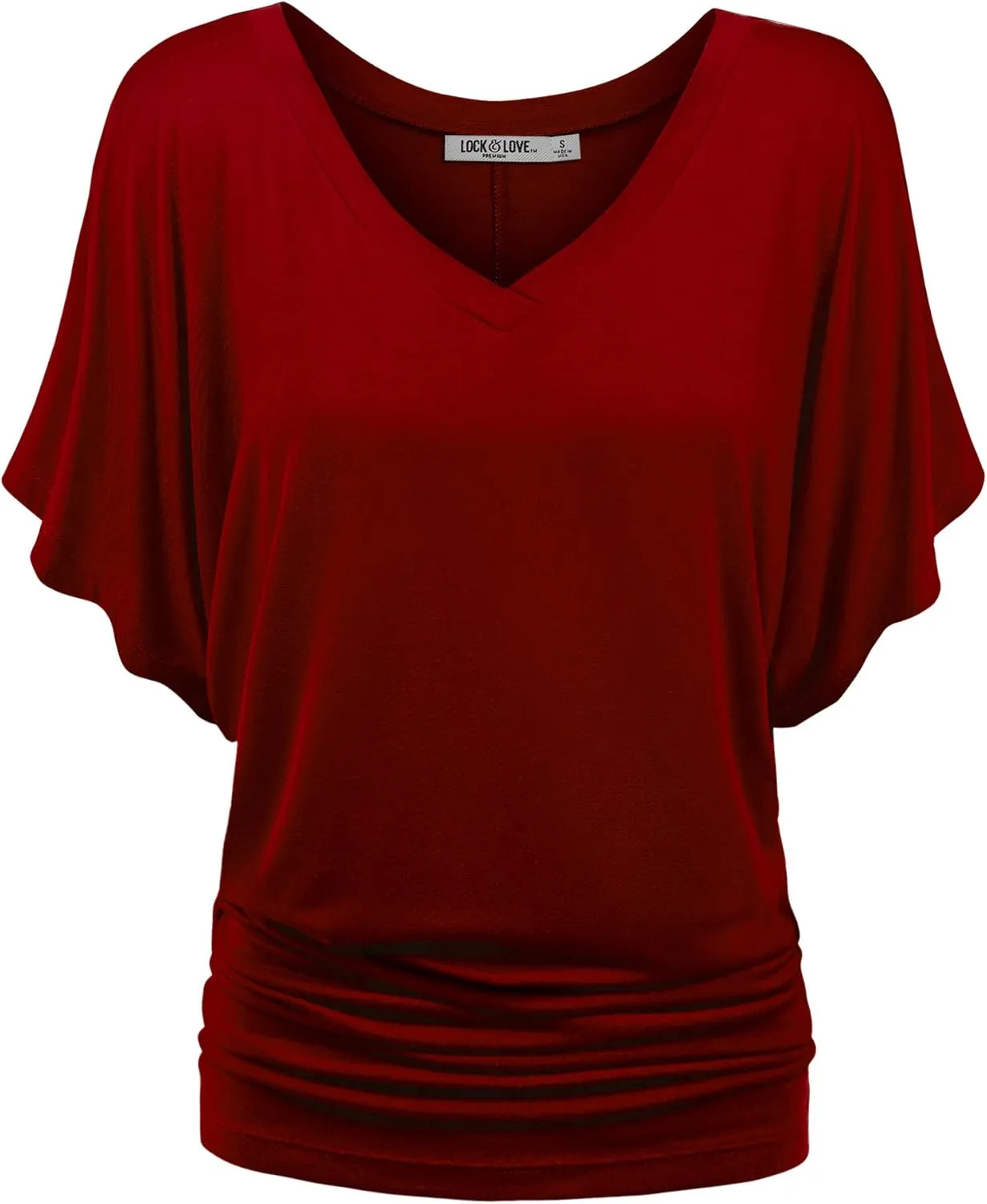Lock and Love Women's Versatile Casual Short Sleeve Dolman Top – Loose Fit Boat Neck & V-Neck T-Shirt