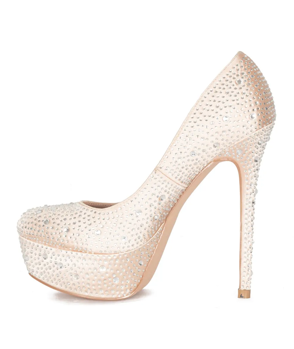 Lorraine Shoes Heel Formal High Victoria Polished Rhinestone Platform Dress Pump Lauren Extensive range