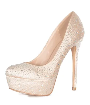 Lorraine Shoes Heel Formal High Victoria Polished Rhinestone Platform Dress Pump Lauren Extensive range