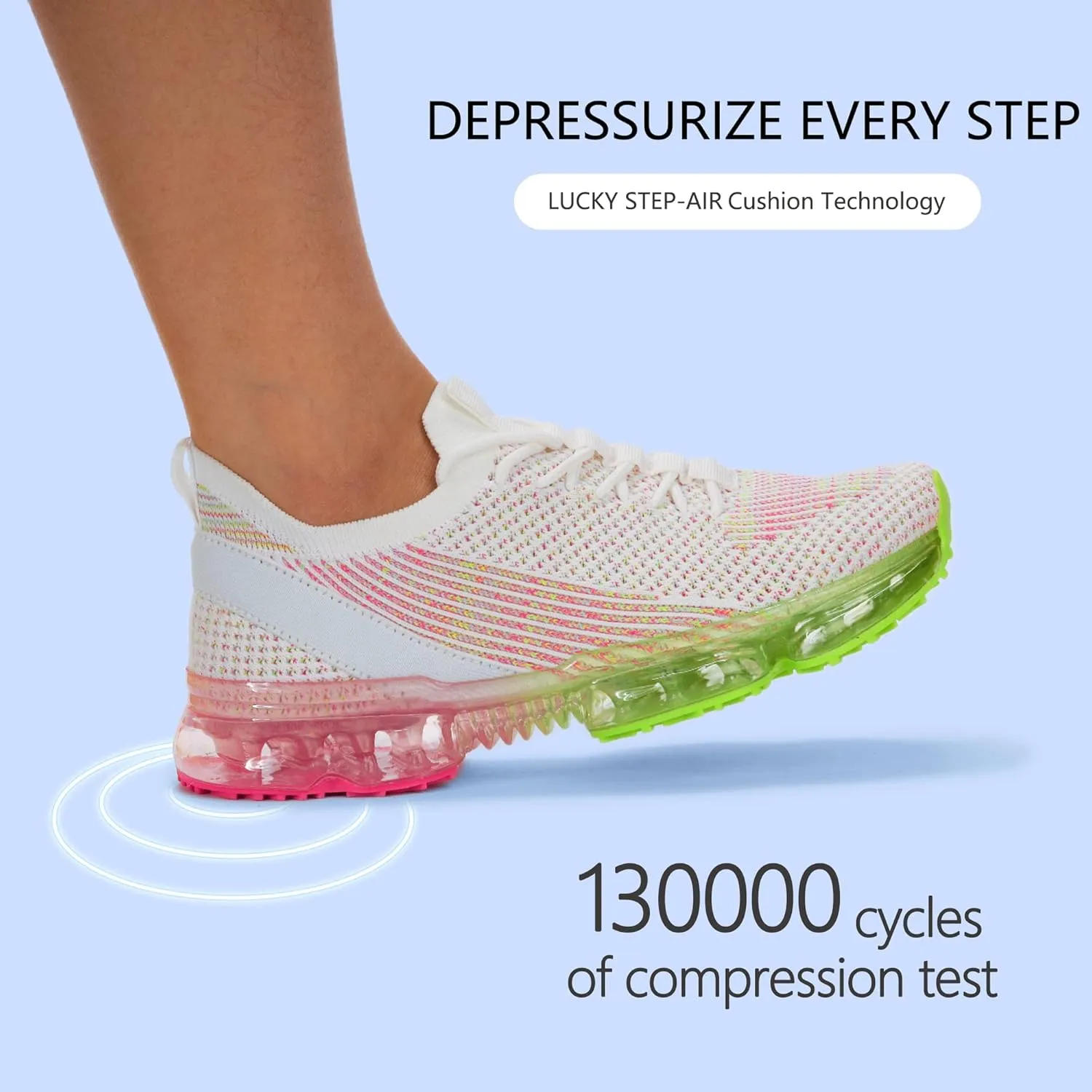 LUCKY STEP Women Air Cushion Fashion Sneakers Breathable Casual Comfortable Lightweight Walking Shoes